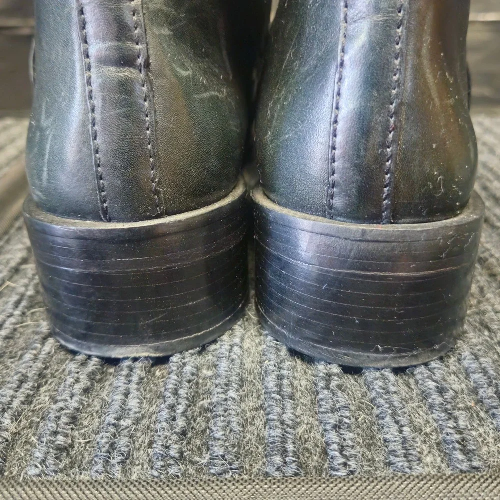 Tory Burch Bloomfield Black Leather Chain Buckle Ankle Boots Bootie Size 9.5